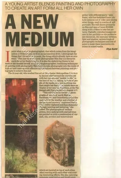 Diya Kohli (Reporter), A New Medium, 2008, Newspaper Clipping