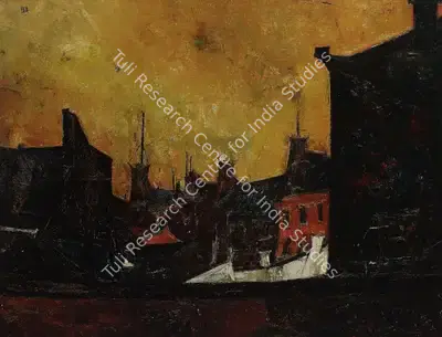 S.H. Raza (Artist), Les Toits De La Rue St. Jacques, 1955, Painting