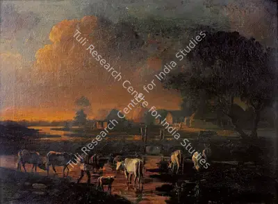 Hemendranath Mazumdar (Artist), Village Scene, 1919, Painting