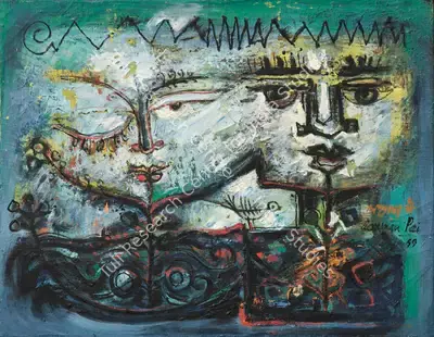 Laxman Pai (Artist), Lake, 1969, Painting