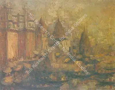 Prema Pathare (Artist), Banaras Ghat, 1971, Painting