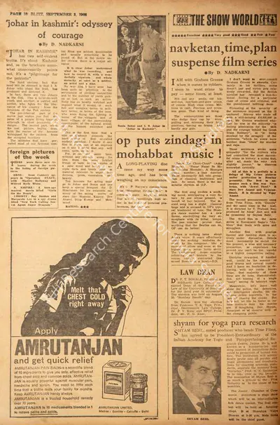 D.V. Nadkarni (Reviewer), Navketan, Time, Plan Suspense Film Seires, 1966, Film Review
