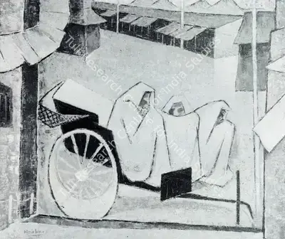K.K. Hebbar (Artist), Hill Station, 1961, Painting
