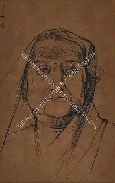 Ganesh Pyne (Artist), My Grandma, 1962, Painting