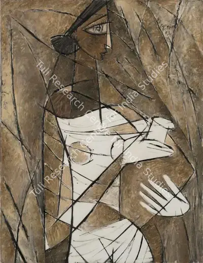 Paritosh Sen (Artist), Untitled (Portrait Cubist de Femme a la Cruche), 1952, Painting