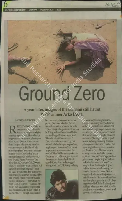 Monica Mercer (Reporter), Ground Zero, 2005, Newspaper Clipping
