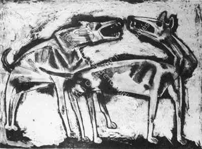 Somnath Hore (Artist), Wounds, 1979, Drawing