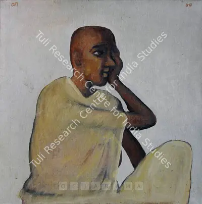 Jogen Chowdhury (Artist), Seated Man, 1984, Painting
