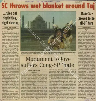 Vijay Upadhyay (Reporter), SC Throws wet Blanket Around Taj, 2004, Newspaper Clipping