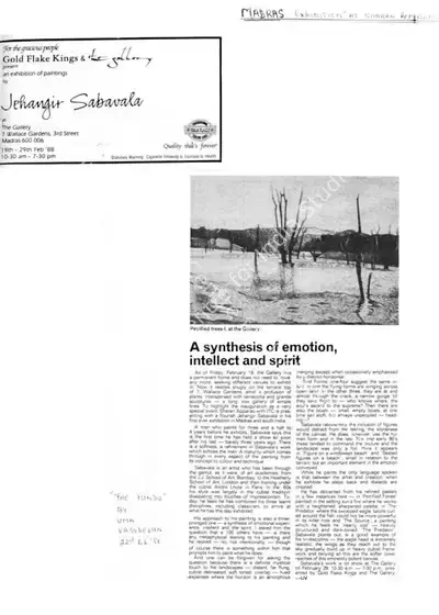 Uma Vasudevan (Writer), A synthesis of emotion, intellect and spirit, 1988, Newspaper Clipping