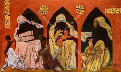 M.F. Husain (Artist), Trinity of Mother Teresa, 1989, Painting
