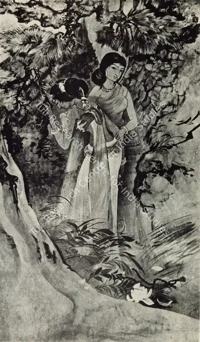 Nandalal Bose (Artist), Grief of Uma, 1921, Painting