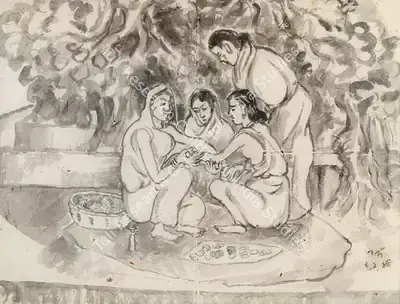 Nandalal Bose (Artist), Untitled, 1945, Painting