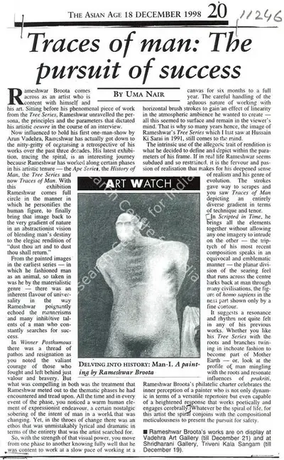 Dr. Uma Nair (Writer), Traces Of Man: The Pursuit of Success, 1998, Newspaper clipping
