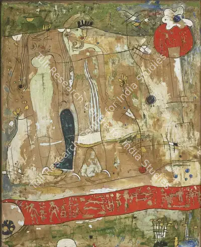 Mohan&nbsp;Samant (Artist), Red Carpet, 1951, Painting