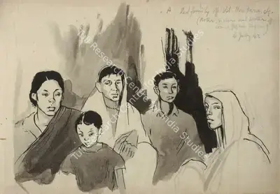 Chittaprosad (Artist), Drawing from a sketchbook, 1943, Drawing