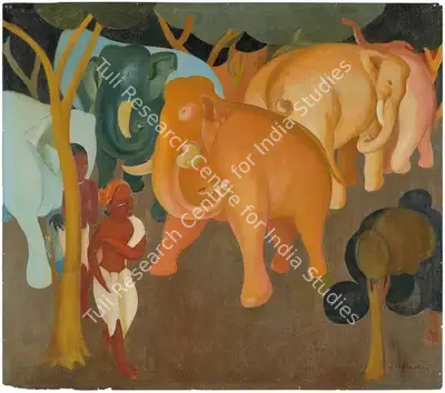 Govind Madhav Solegaonkar (Artist), Untitled (Elephants in a Forest), Painting