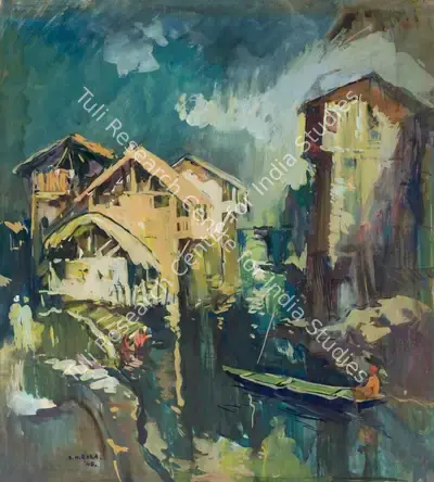 S.H. Raza (Artist), Untitled (Srinagar), 1948, Painting