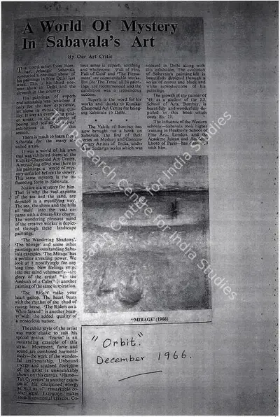 A World of mystery in Sabavala's art, 1966, Newspaper Clipping