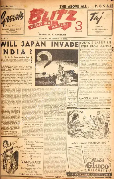R.K. Karanjia (Editor), Blitz, 1942, Magazine