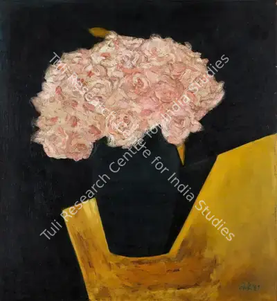 N.S. Bendre (Artist), Black Flower Vase, 1961, Painting