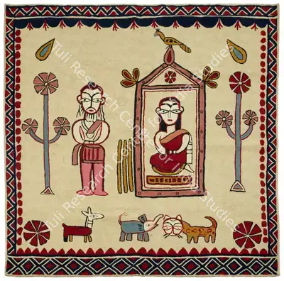 Roy, Jamini (Artist). Untitled (Sita Haran). Embroidered carpet laid on jute, c.1930s-1940s | Graphic Art | FineArts | 00353688
