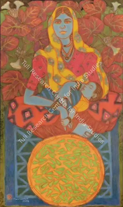 A. Ramachandran (Artist), Young Mother and Green Chillies, 2004, Painting