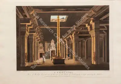 I.C. Stadler (Printmaker), A Choultry. A place of worship carved out of rock, 1803, Aquatint