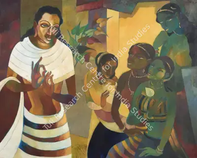 Niren Sengupta (Artist), Moksha Blessing the Princess, 2004, Painting