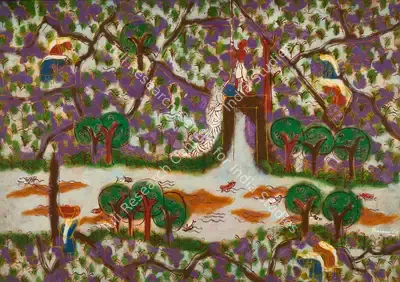 Ratan Parimoo (Artist), Untitled (Rice Fields in Kashmir), 1958, Painting