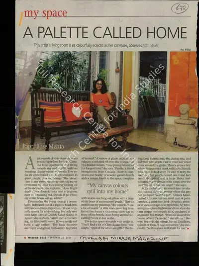 Pal Pillai (Reporter), A Palette Called Home, 2006, Newspaper Clipping