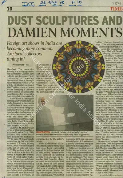 Pronoti Dutta (Reporter), Dust Sculptures and Damien Moments, 2008, Newspaper Clipping