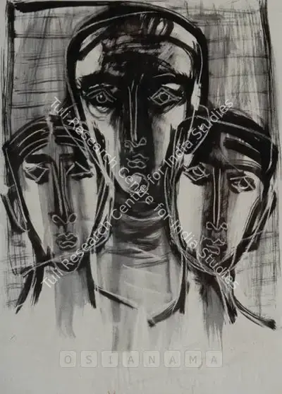 Zainul Abedin (Artist), Untitled (The Three Faces), 1968, Painting