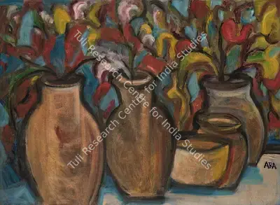 K.H. Ara (Artist), Still Life with Flowers, 1967, Painting