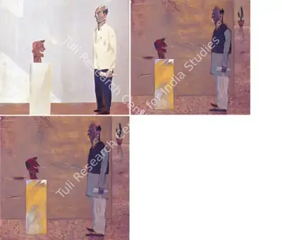 Atul Dodiya (Artist), Man in the Gallery, 1985, Painting