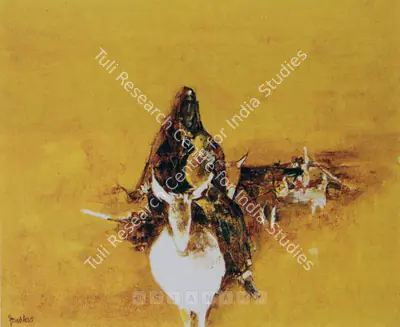 Arup Das (Artist), Woman On Donkey, Painting