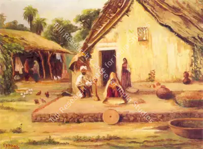 Jai Zharotia (Artist), A Village Scene, 1962, Painting