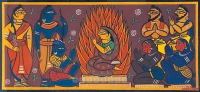 Jamini Roy (Artist), Agni Pariksha, 1947, Painting