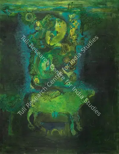 Amitava Das (Artist), The Emerald Forest, 1969, Painting