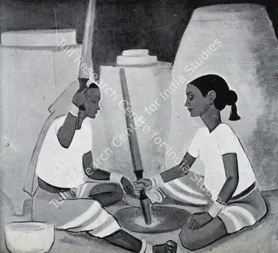 Shiavax Chavda (Artist), Their Daily Work, 1946, Painting