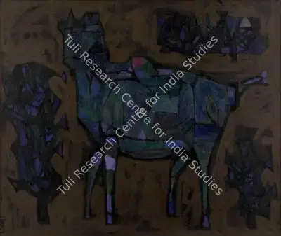 K.G. Subramanyan (Artist), Bull, 1955, Painting