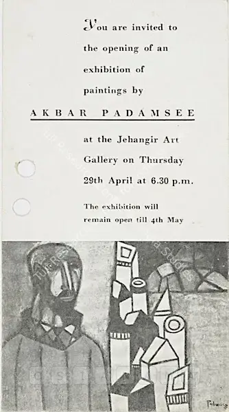 Akbar Padamsee (Artist), Akbar Padamsee, 1954, Solo Exhibition Invitation
