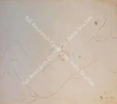 Somnath Hore (Artist), Untitled (Nude Study), 1981, Drawing