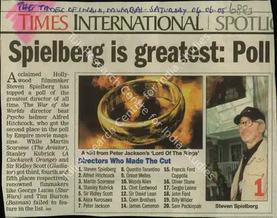 Spielberg is Greatest: Poll, 2005, Newspaper Clipping