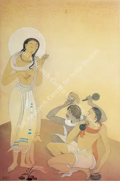 Kshitindranath Majumdar (Artist), Chaitanya with Jagai Madhal, 1951, Painting