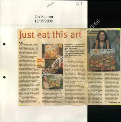 ASRP Mukesh (Reporter), Just Eat this Art, 2008, Newspaper Clipping
