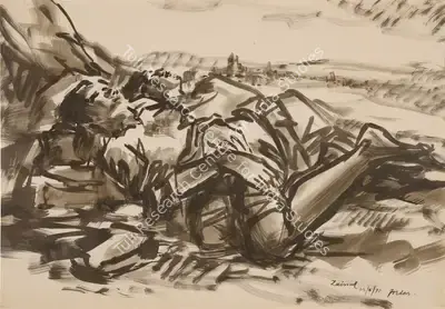 Zainul Abedin (Artist), Untitled (Figures), 1970, Drawing