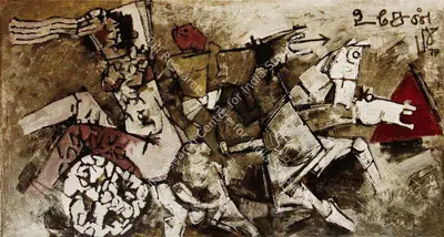 Husain, M.F. (Artist). Sita Hanuman. Acrylic on canvas, 1979 | Painting  | 00880267
