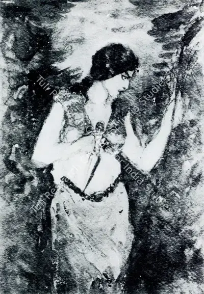Amrita Sher-Gil (Artist), Woman with Dagger, 1925, Painting