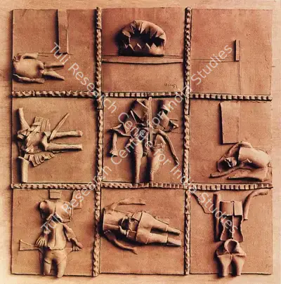 Subramanyan, K.G. (Artist). Sunrise at Tarsali . Terracotta Relief, 1971 | K.G. Subramanyan, 2003 | Relief Work | FineArts | 00566335